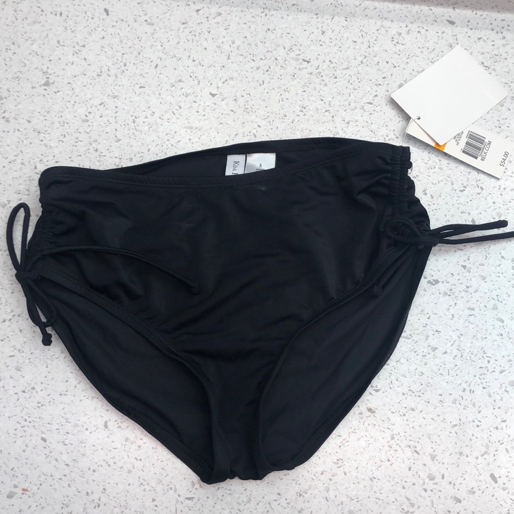 Black Swim Bottoms High Waisted Tie Side